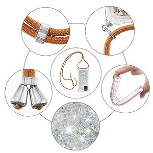 Θήκη Samsung Galaxy A03s OEM πλάτη με κορδόνι και διακριτική σκόνη γκλίτερ άμμου από αντικραδασμικό TPU ασημί - Image 3