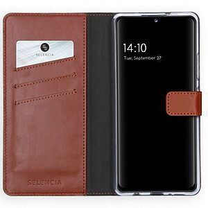 Θήκη Samsung Galaxy A42 SELENCIA ERA Leather Wallet Case με υποδοχές καρτών και μαγνητικό κούμπωμα Flip Wallet από αυθεντικό δέρμα® καφέ - Image 3