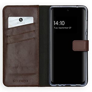 Θήκη Samsung Galaxy A72 4G / 5G SELENCIA ERA Leather Wallet Case με υποδοχές καρτών και μαγνητικό κούμπωμα Flip Wallet από αυθεντικό δέρμα® καφέ (1) - Image 3