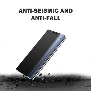 Θήκη Xiaomi 11T / 11T Pro OEM Half Mirror View Stand Cover με μαγνητικό κούμπωμα από συνθετικό δέρμα κόκκινο - Image 5