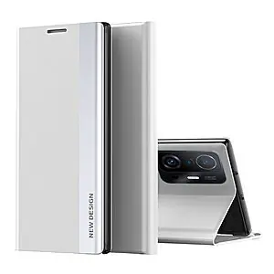 Θήκη Xiaomi 11T / 11T Pro OEM Invisible Magnet Leather Stand Cover με μαγνητικό κούμπωμα από συνθετικό δέρμα λευκό