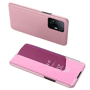 Θήκη Xiaomi 11T / 11T Pro OEM Mirror Surface Series Flip Window δερματίνη ροζ χρυσό