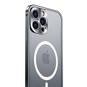 Θήκη iPhone 12 OEM Hybrid Cover συμβατή με MagSafe φορτιστή από Premium μεταλλικό περίβλημα και διάφανη Πλάτη Tempered Glass μπλε - Image 4