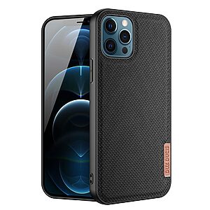 Θήκη iPhone 12 Pro Max DUX DUCIS Fino Series πλάτη από ύφασμα με εσωτερικό Premium TPU μαύρο