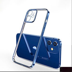 Θήκη iPhone 12 Pro Max SULADA Ultra Thin Frame Πλάτη από Premium TPU με Camera Protection Lips και μεταλιζέ περίβλημα μπλε