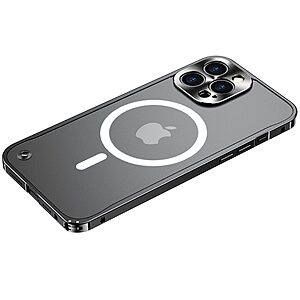 Θήκη iPhone 12 Pro OEM Hybrid Cover συμβατή με MagSafe φορτιστή από Premium μεταλλικό περίβλημα και διάφανη Πλάτη Tempered Glass μαύρο