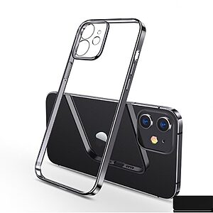 Θήκη iPhone 12 Pro SULADA Ultra Thin Frame Πλάτη από Premium TPU με Camera Protection Lips και μεταλιζέ περίβλημα μαύρο