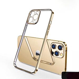 Θήκη iPhone 12 Pro SULADA Ultra Thin Frame Πλάτη από Premium TPU με Camera Protection Lips και μεταλιζέ περίβλημα χρυσό