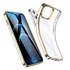 Θήκη iPhone 12 / 12 Pro ESR Ultra Thin Frame Πλάτη από Premium TPU με Camera Protection Lips και μεταλιζέ περίβλημα χρυσό