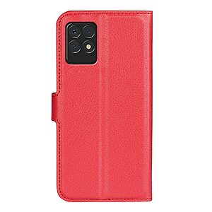 Θήκη Realme 8i OEM Litchi Skin Series με βάση στήριξης, υποδοχές καρτών και μαγνητικό κούμπωμα Flip Wallet από συνθετικό δέρμα και TPU κόκκινο - Image 3