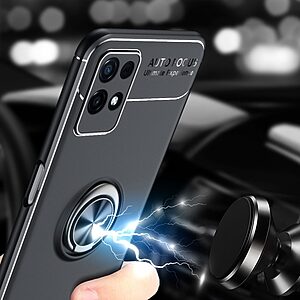 Θήκη Realme 8i OEM Magnetic Ring Kickstand / Μαγνητικό δαχτυλίδι / Βάση στήριξης TPU μαύρο / κόκκινο - Image 4