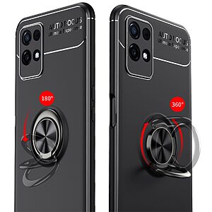 Θήκη Realme 8i OEM Magnetic Ring Kickstand / Μαγνητικό δαχτυλίδι / Βάση στήριξης TPU μαύρο / κόκκινο - Image 5