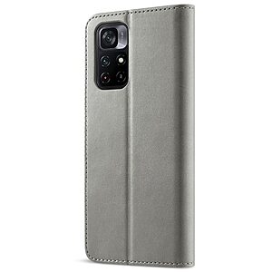 Θήκη Xiaomi Poco M4 Pro 5G LC.IMEEKE Leather Series με βάση στήριξης, υποδοχές καρτών και μαγνητικό κούμπωμα Flip Wallet από συνθετικό δέρμα και TPU γκρι - Image 3