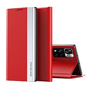Θήκη Xiaomi Poco M4 Pro 5G / Redmi Note 11 OEM Invisible Magnet Leather Stand Cover με μαγνητικό κούμπωμα από συνθετικό δέρμα κόκκινο