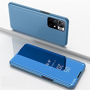 Θήκη Xiaomi Poco M4 Pro 5G / Redmi Note 11 OEM Mirror Surface Series Flip Window δερματίνη μπλε