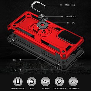 Θήκη Xiaomi Poco M4 Pro 5G OEM Πλάτη Armor με Μαγνητικό δαχτυλίδι και Βάση στήριξης TPU κόκκινο - Image 2
