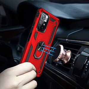 Θήκη Xiaomi Poco M4 Pro 5G OEM Πλάτη Armor με Μαγνητικό δαχτυλίδι και Βάση στήριξης TPU κόκκινο - Image 4