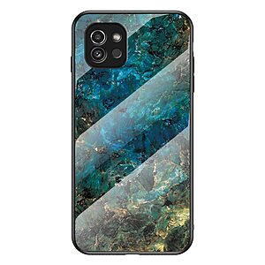 Θήκη Samsung Galaxy A03 OEM σχέδιο Marble με Πλάτη Tempered Glass TPU σμαραγδί