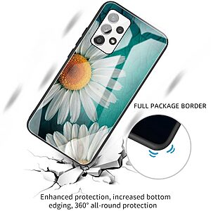 Θήκη Samsung Galaxy A13 OEM σχέδιο Daisies με πλάτη από Tempered Glass και εσωτερικό TPU - Image 2