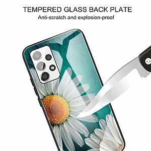 Θήκη Samsung Galaxy A13 OEM σχέδιο Daisies με πλάτη από Tempered Glass και εσωτερικό TPU - Image 3