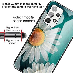 Θήκη Samsung Galaxy A13 OEM σχέδιο Daisies με πλάτη από Tempered Glass και εσωτερικό TPU - Image 4