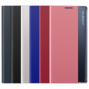 Θήκη Samsung Galaxy A33 5G OEM Half Mirror View Stand Cover με μαγνητικό κούμπωμα από συνθετικό δέρμα μπλε - Image 3