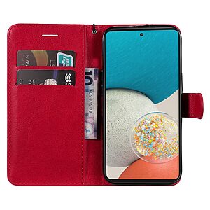 Θήκη Samsung Galaxy A53 5G OEM Leather Wallet Case Series 2 με βάση στήριξης, υποδοχές καρτών και μαγνητικό κούμπωμα Flip Wallet από συνθετικό δέρμα κόκκινο - Image 4