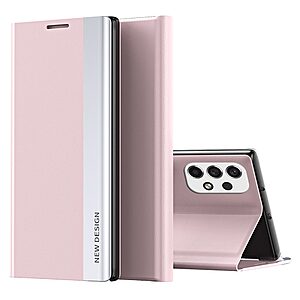 Θήκη Samsung Galaxy A53 5G OEM Invisible Magnet Leather Stand Cover με μαγνητικό κούμπωμα από συνθετικό δέρμα ροζ