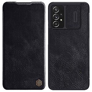 Θήκη Samsung Galaxy A73 5G NiLLkin Qin Series με προστασία κάμερας Flip Wallet από σκληρό πλαστικό και συνθετικό δέρμα μαύρο