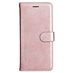 υποδοχές καρτών και μαγνητικό κούμπωμα Flip Wallet από συνθετικό δέρμα ροζ χρυσό