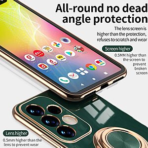 Θήκη Samsung Galaxy A73 5G OEM Magnetic Ring Kickstand / Μαγνητικό δαχτυλίδι / Βάση στήριξης Ultra Thin Frame Πλάτη από Premium TPU με μεταλιζέ περίβλημα ροζ - Image 5