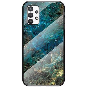 Θήκη Samsung Galaxy A73 5G OEM σχέδιο Marble με Πλάτη Tempered Glass TPU σμαραγδί