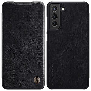 Θήκη Samsung Galaxy S21 FE NiLLkin Qin Series με υποδοχή για κάρτες Flip Wallet από σκληρό πλαστικό και συνθετικό δέρμα μαύρο