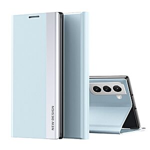 Θήκη Samsung Galaxy S22 5G OEM Invisible Magnet Leather Stand Cover με μαγνητικό κούμπωμα από συνθετικό δέρμα γαλάζιο