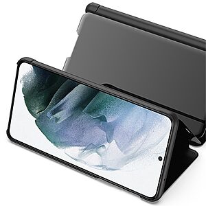 Θήκη Samsung Galaxy S22 5G OEM Mirror Surface Series Flip Window δερματίνη ροζ χρυσό - Image 2