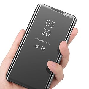 Θήκη Samsung Galaxy S22 5G OEM Mirror Surface Series Flip Window δερματίνη ροζ χρυσό - Image 3
