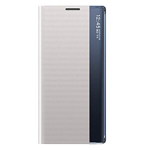 Θήκη Samsung Galaxy S22 Plus 5G OEM Half Mirror View Stand Cover με μαγνητικό κούμπωμα από συνθετικό δέρμα ασημί - Image 3