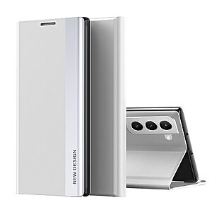 Θήκη Samsung Galaxy S22 Plus 5G OEM Invisible Magnet Leather Stand Cover με μαγνητικό κούμπωμα από συνθετικό δέρμα λευκό