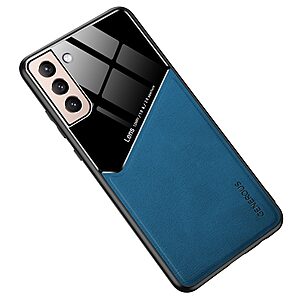 Θήκη Samsung Galaxy S22 Plus 5G OEM Magnetic Glass Series πλάτη με ενσωματωμένο μαγνήτη και υποστήριξη μαγνητικής βάσης από συνθετικό δέρμα TPU μπλε
