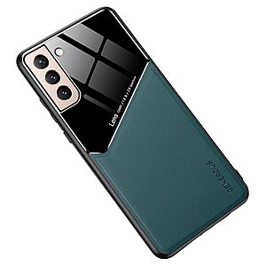 Θήκη Samsung Galaxy S22 Plus 5G OEM Magnetic Glass Series πλάτη με ενσωματωμένο μαγνήτη και υποστήριξη μαγνητικής βάσης από συνθετικό δέρμα TPU πράσινο