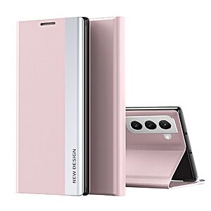 Θήκη Samsung Galaxy S22 Plus 5G OEM Invisible Magnet Leather Stand Cover με μαγνητικό κούμπωμα από συνθετικό δέρμα ροζ