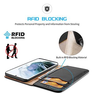 Θήκη Samsung Galaxy S22 Ultra 5G Dux Ducis Hivo Series με RFID Blocking, βάση στήριξης, υποδοχές καρτών με μαγνητικό κλείσιμο Flip Wallet από αυθεντικό δέρμα και TPU μαύρο - Image 5