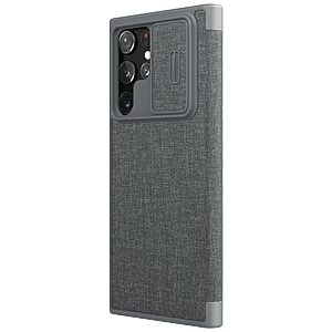 Θήκη Samsung Galaxy S22 Ultra 5G NiLLkin Qin Pro Series με προστασία κάμερας Flip Wallet από σκληρό πλαστικό με ύφασμα και συνθετικό δέρμα γκρι - Image 4