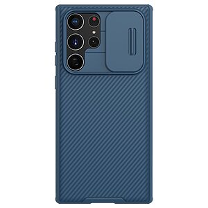 Θήκη Samsung Galaxy S22 Ultra 5G NiLLkin Camshield Pro Series Πλάτη με προστασία για την κάμερα από σκλήρό Premium TPU μπλε