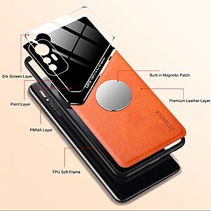 Θήκη Xiaomi 12 5G / 12X 5G OEM Magnetic Glass Series πλάτη με ενσωματωμένο μαγνήτη και υποστήριξη μαγνητικής βάσης από συνθετικό δέρμα TPU κόκκινο - Image 5
