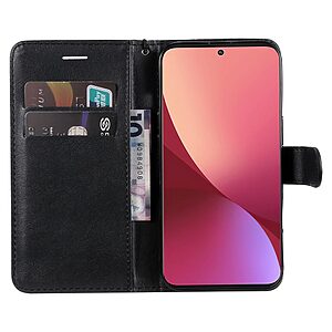 υποδοχές καρτών και μαγνητικό κούμπωμα Flip Wallet από συνθετικό δέρμα μαύρο