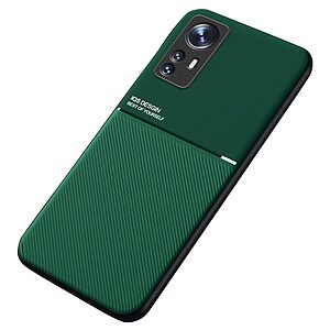 Θήκη Xiaomi 12 5G / 12X 5G OEM Inner Edge πλάτη με ενσωματωμένο μαγνήτη και υποστήριξη μαγνητικής βάσης από συνθετικό δέρμα TPU πράσινο