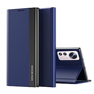 Θήκη Xiaomi 12 Pro 5G OEM Invisible Magnet Leather Stand Cover με μαγνητικό κούμπωμα από συνθετικό δέρμα μπλε