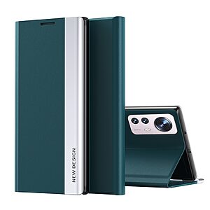 Θήκη Xiaomi 12 Pro 5G OEM Invisible Magnet Leather Stand Cover με μαγνητικό κούμπωμα από συνθετικό δέρμα πράσινο