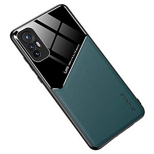 Θήκη Xiaomi 12 Pro 5G OEM Magnetic Glass Series πλάτη με ενσωματωμένο μαγνήτη και υποστήριξη μαγνητικής βάσης από συνθετικό δέρμα TPU πράσινο